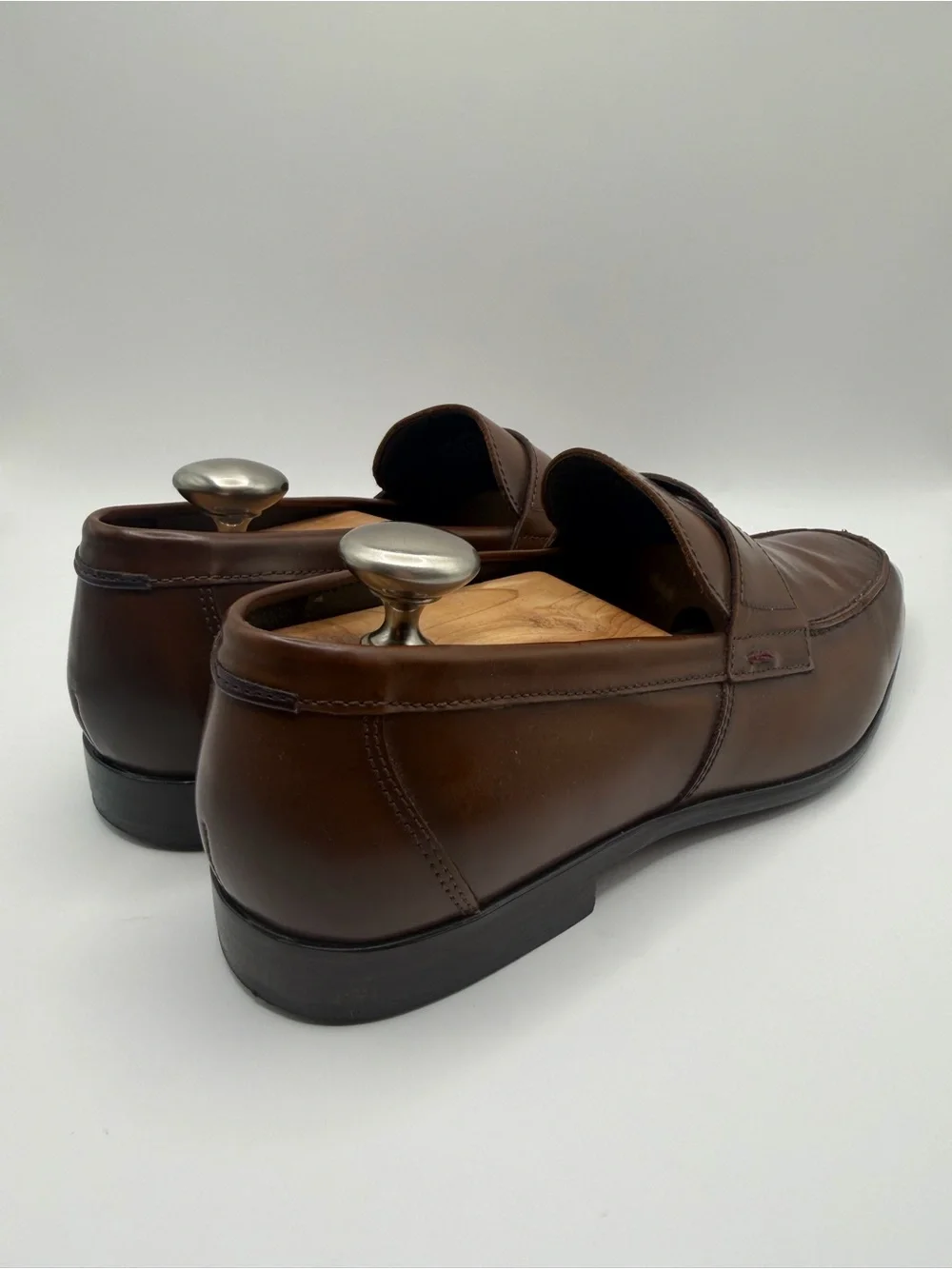 Bruno Magli Calabria Cognac Leather Penny Loafers Men’s 7.5 M Italy Dress Shoes